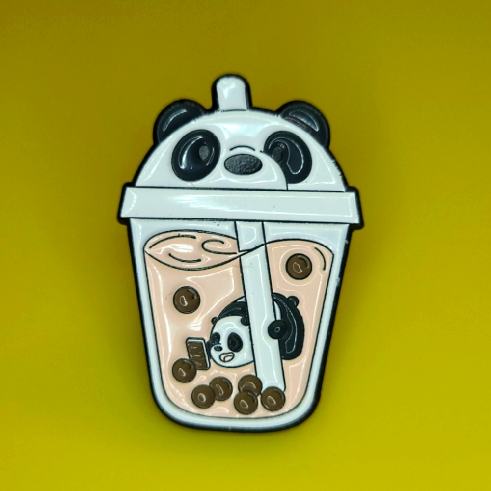 Pin: Panda Boba enamel pin, kawaii